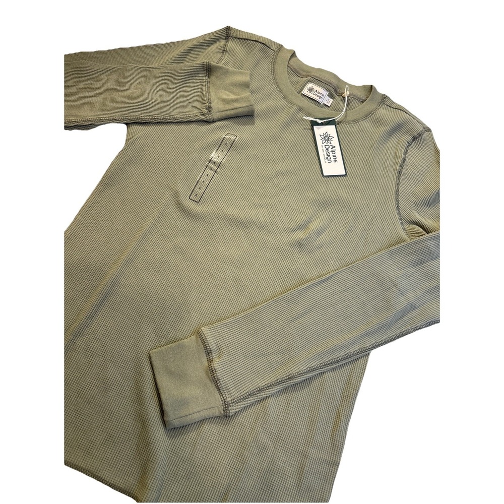 ALPINE DESIGN Waffle Knit Shirt Women's Size LARGE Olive Haze Hipster Utility